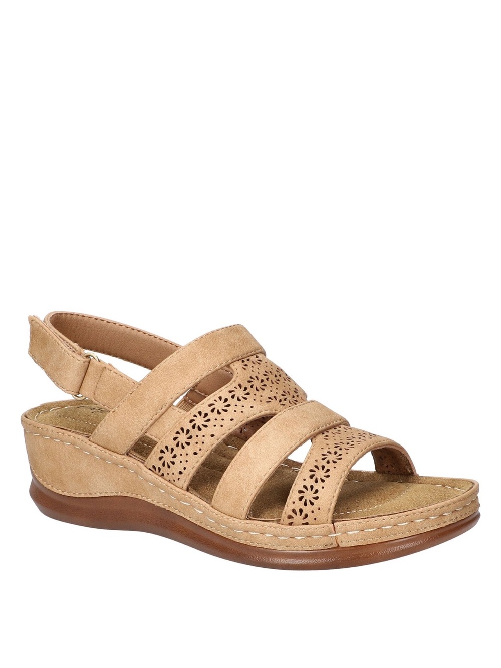 Easy Street Alexi Women's Wedge Strappy Sandals Natural Size 9.5